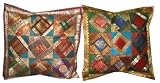 2 Green Bundi blue Tribal India Vintage Sari Toss Pillow Cushion Covers