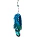 Teal Blue Chain Dangle Feather Belly Ring
