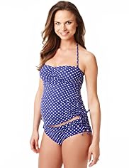 Maternity Halterneck Spotted Bandeau Tankini Top