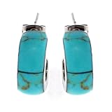 Sterling Silver Turquoise Inlay Hoop Earrings