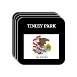 US State Flag - TINLEY PARK, Illinois (IL) Set of 4 Mini-Mousepad Coasters