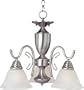 Maxim Lighting 11061MRSN Newport 3-Light Chandelier, Satin Nickel with Marble Glass