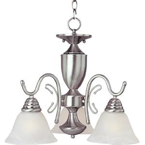 Maxim Lighting 11061MRSN Newport 3-Light Chandelier, Satin Nickel with Marble Glass by Maxim Lighting