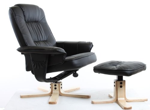 Relaxsessel mit Hocker CHARLY, Fernsehsessel, schwarz