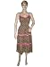 Womens Spaghetti Dress Brown Floral Print V-neckline Lace Chiffon Sundress