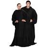Black Soft Warm Cosy Snuggle TV Blanket Fleece Snug Sleeves Sleeved Rug