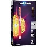uni-ball Gel RT Retractable Pens, Micro Point, Red Ink, Pack of 12