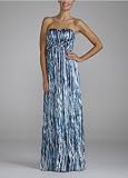 David's Bridal Strapless Long Chameuse Printed Dress Style JS2A3694