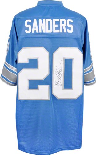 Barry Sanders Autographed Jersey | Details: Detroit Lions, Blue, EQT Jersey