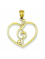 14K Gold Treble Clef in Heart Charm