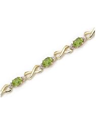 10K Yellow Gold Oval Peridot and Diamond Bracelet