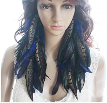 Long Feather Earrings for Women Blue Chic Feather Earrings for Women