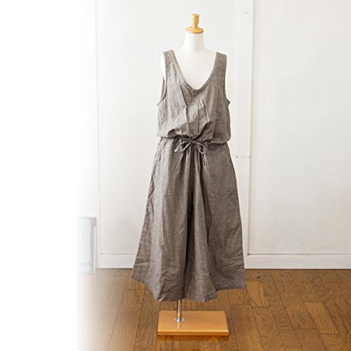 (サンバレー) SUNVALLEY 千鳥格子ダブルガーゼ生地　ウエストリボンフルレングスサロペット M 千鳥格子（NE3）