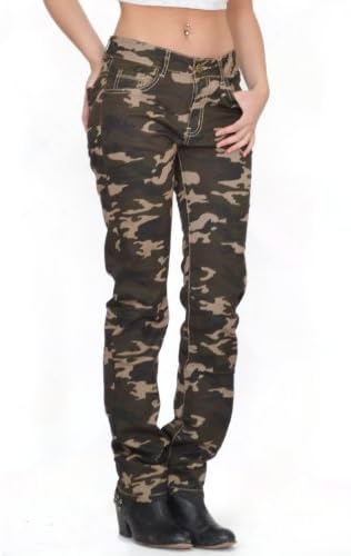 My Christy Women's Skinny Stretch Jeans Camouflage Brown (Us 8 / Uk 10)