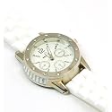 Montre Sportive Henley Glamour Blanche avec Imitation Chronographe Sertie de Zirconium