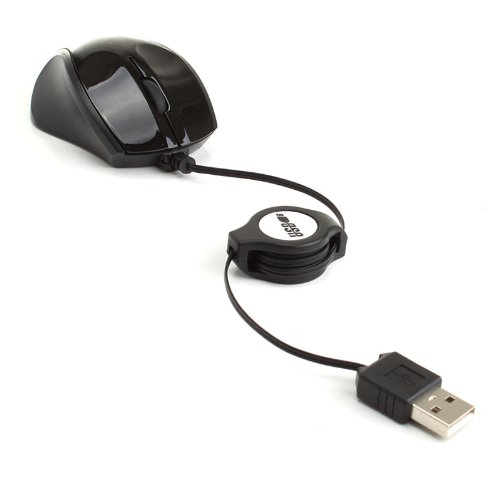 Optical Compact USB Mouse with Retractable Cord For Dell, Sony and Samsung Laptops and Netbooks **Includes Accessory Bag