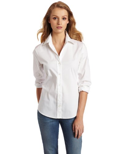 Chaus Women’s Long Sleeve Button Down Shirt, Ultra White, 14 Chaus Women’s Long Sleeve Button Down Shirt, Ultra White, 14