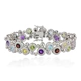 Sterling Silver Multi-Gemstone Circle Design Bracelet, 7.25