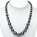 Gem Stone King 18inches Dark Grey 8mm to 16mm Shell Pearl Graduated Necklace