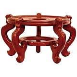 Fine Asian Décor - 11.5" Chinese Style Decorative Porcelain Fishbowl Stand / Base - Honey Stain