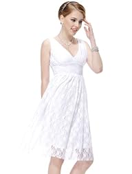 Ever Pretty Sexy Double V-Neck Lacey Empire Waisted Casual Cocktail Dress 03410