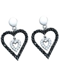 0.58CTW BLACK DIAMOND HEART EARRING