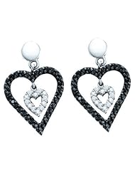 0.58CTW BLACK DIAMOND HEART EARRING