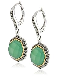Judith Jack "Mini Octagons" Sterling Silver, Chalcedony, and Marcasite Drop Earrings