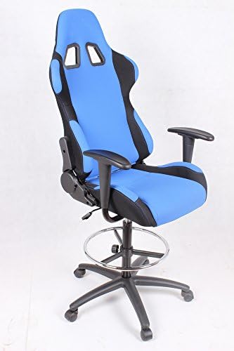 EZ Lounge Modern Racing Car Seat Office Jeep Drafting Stool Chair Blue high back game chair