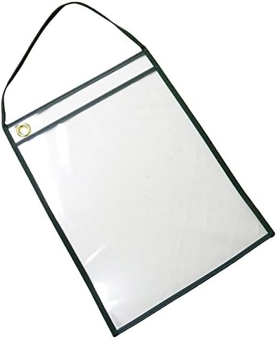 BAW Plastics SEWNGY11.5X15.5GRN Sewn Automotive Job Ticket Holder, Heavy Duty, 20 Gauge Rigid PVC Back, 8 GaugeFront, Black Polypropylene Handle, 11" x 13.5", Green (Pack of 10)