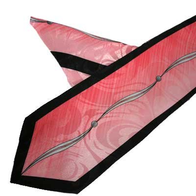 Pink & Black Italian Men's Necktie & Hankie Set