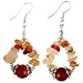 EXP Handmade Orange, Red & Yellow Carnelian Dangle Earrings With Antiqued Silver Accents