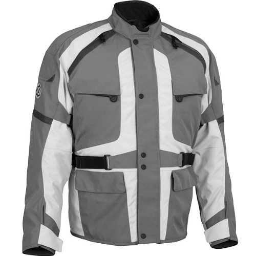 FirstGear Jaunt Men's Textile Street Racing Motorcycle Jacket - Dark Grey/Silver / 3X-Large