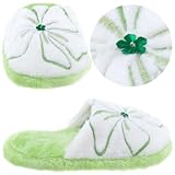 Green and White Floral Slippers for Women