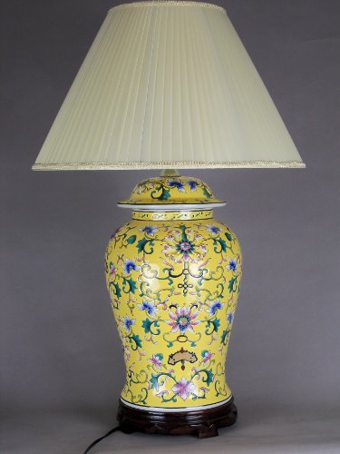 Compare Prices All Decor Table Lamp Porcelain Base Floral Design Yellow