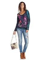Desigual Camiseta Manga Larga Wimp Out (Azul / Rosa)