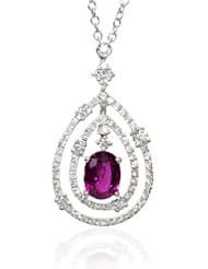Diamond and Ruby 18k White Gold Pendant Necklace