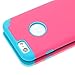 iPhone 6 Case, Lumsing Hard&Soft Rubber High Impact 2-Piece Double Layer Armor Hybrid Defender Case Protective Cover Protection for Apple iPhone 6 (4.7 inch Screen) with Screen Protector (Rose Red/Light Blue)
