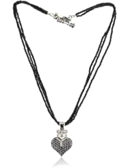 King Baby Black Spinel Necklace with Large 3D Pave Black Cubic-Zirconia Crowned Heart