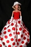 Elegant Red Polka Dot Gown, Handmade to Fit the Barbie Sized Doll