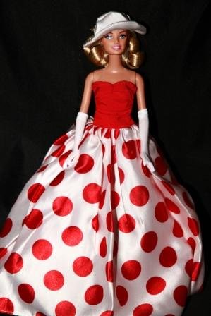 Red Polka Dot Barbie Sized Doll Gown