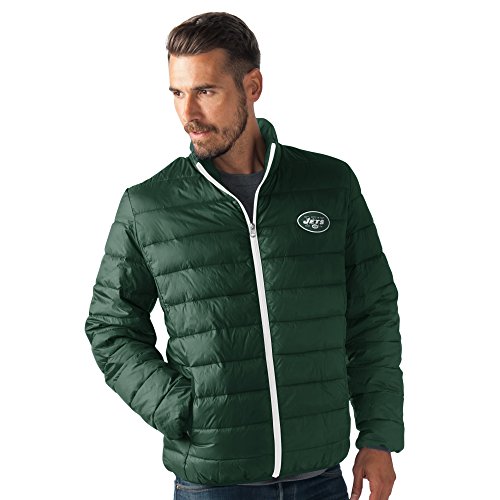 NFL New York Jets Men's Skybox Full Zip Packable Jacket, Green, Large