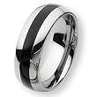 Polished Tungsten Carbide Ring with Black Enamel (8.0 mm) - Sizes 7-13