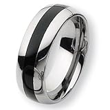  : Polished Tungsten Carbide Ring with Black Enamel (8.0 mm) - Sizes 7-13