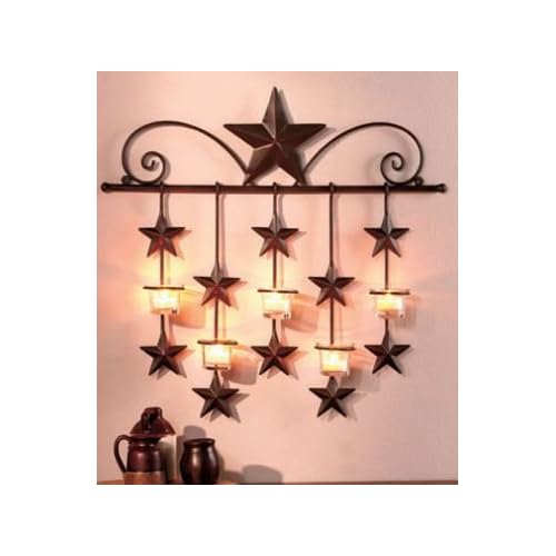 Rustic Barn Star Tea Candle Wall Sconce