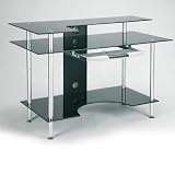 Jual LRB Large Rectangular Black-Glass Computer Desk - from Stand & Deliver