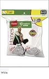 10-Pack Hanes Full Cushion Ankle with Grey Heel and Toe 186/10, White, 6-12