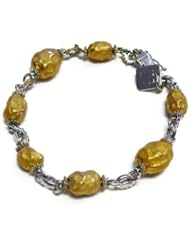 ESQ Jewelry- One of a Kind Yellow Gold Platted Nugget Each Containing A Luxurious White Topaz and Sterling Silver Bracelet
