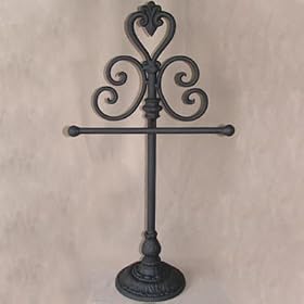 <b>Scroll Fleur De Lis Cast Iron Guest Towel Holder Stand</b>