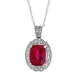 Necklace With 2.90ctw Diamonds and Created Ruby Crafted in White Gold Length 18in - Certificate Available.